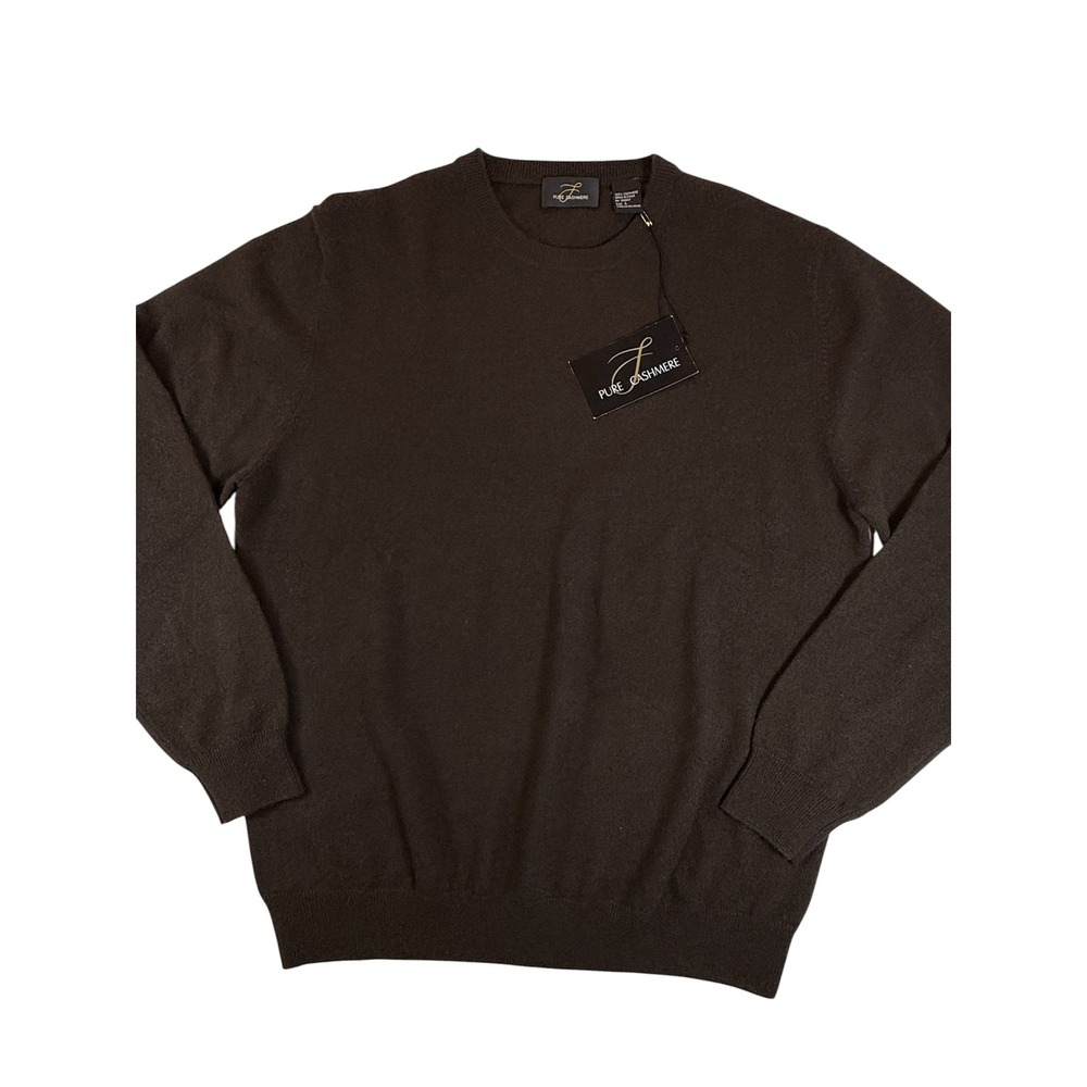 Pure Cashmere Sweater Mens L Brown Crew Neck 100% Cashmere‎ Long Sleeve